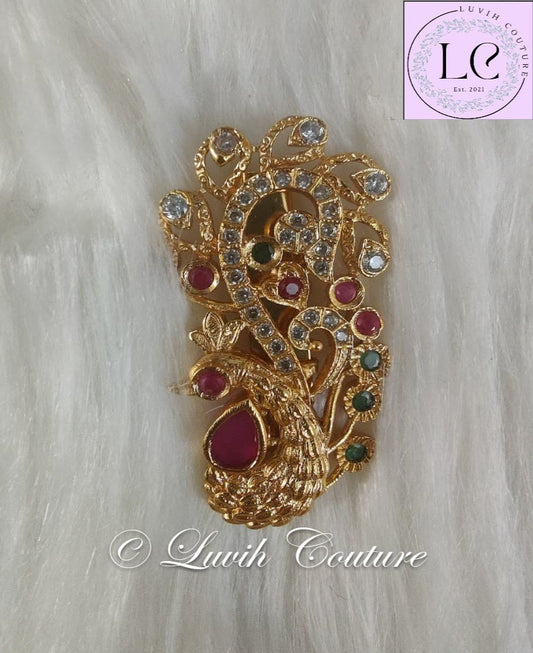Peacock Saree Pin or Brooches vintage Pin for Kids  and  women, Luvih Couture