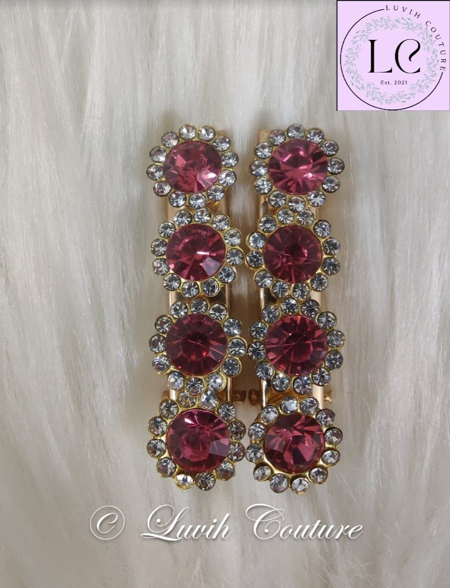Pink Flower Hair Clips Luvih Couture, Luvih Couture