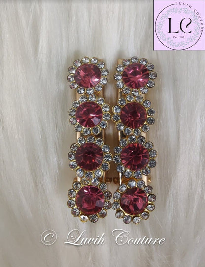 Pink Flower Hair Clips Luvih Couture, Luvih Couture