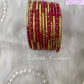 Pink Oval Dot And Criss Cross sparkle Glass Bangles for Girls, Teens, Women