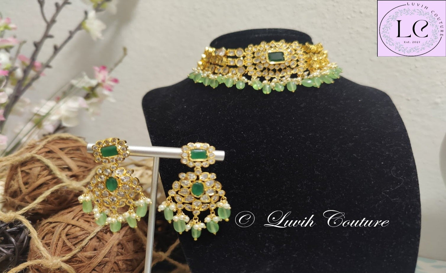 Grand Polki Necklace Set Imitation Jewelry Imitation Necklace for Kids and Women, Luvih Couture