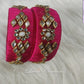 Handmade Silk thread Bangles with Flower and Rhombus Design
