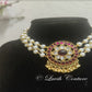 Red Color Pearls Polki Choker , Imitation Jewelry, Imitation Necklace, Women's Necklace, Luvih Couture