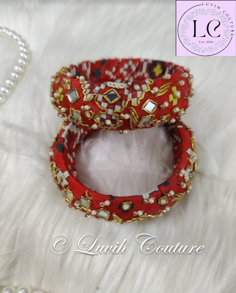 Maggam work Bangles patola Red color, Luvih Couture