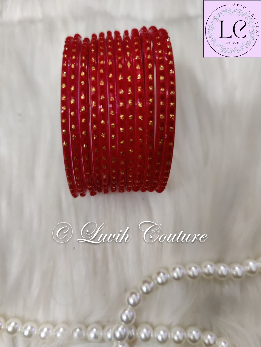 Red Glass Bangles Velvet for women