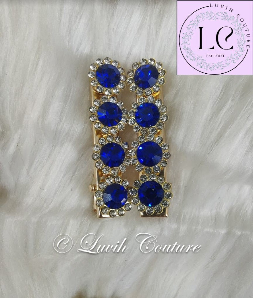 Royal Blue Flower Hair Clips Luvih Couture