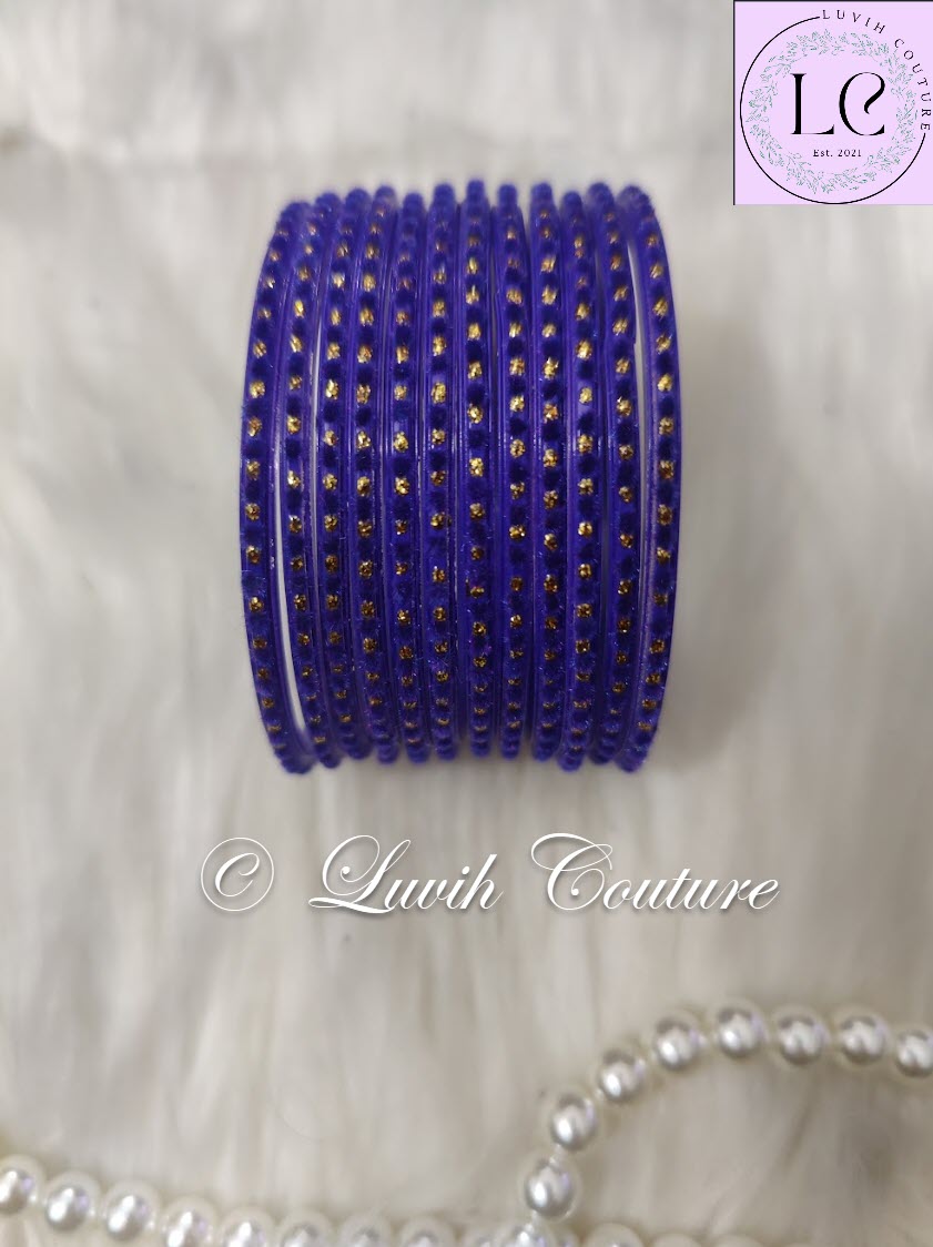 Royal Blue Glass Bangles Velvet for women