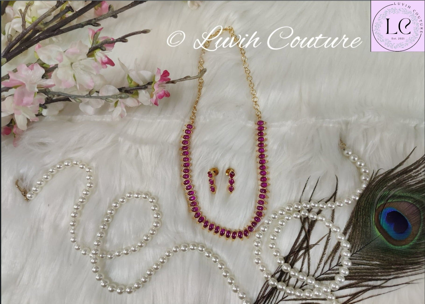 Ruby or kemp necklace set kemp jewelry, Luvih Couture
