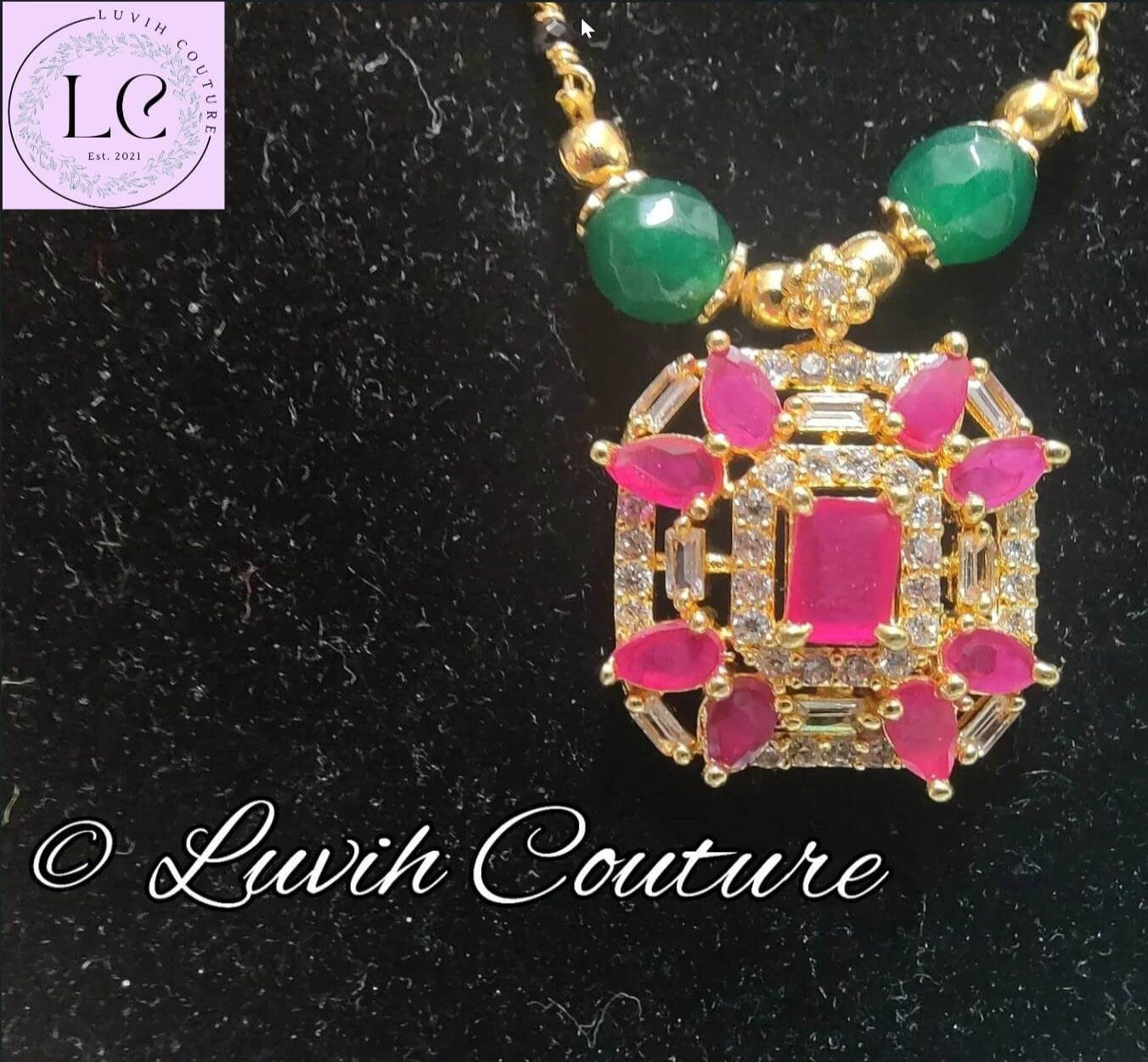 Cz Ruby Locket  Indian Mangala sutra for women, Luvih Couture