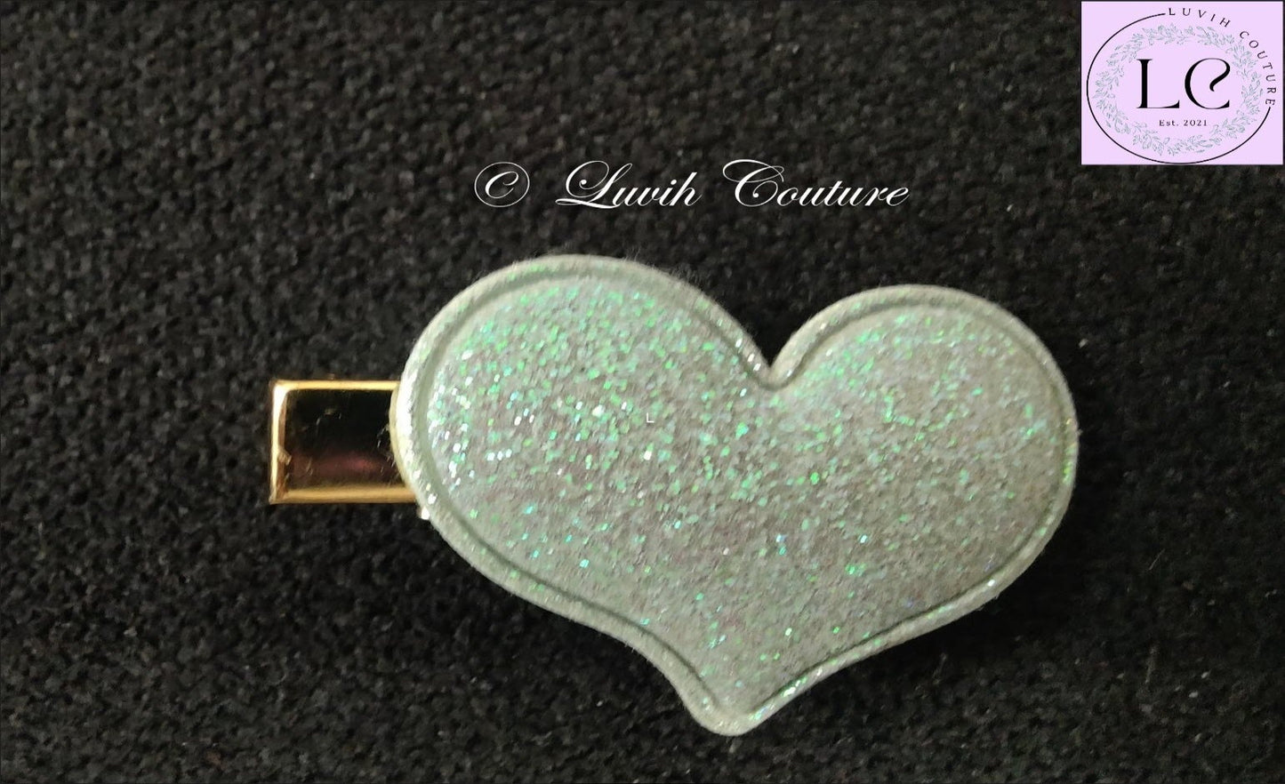 Heart Hair Clips Sea Blue Color, Luvih Couture