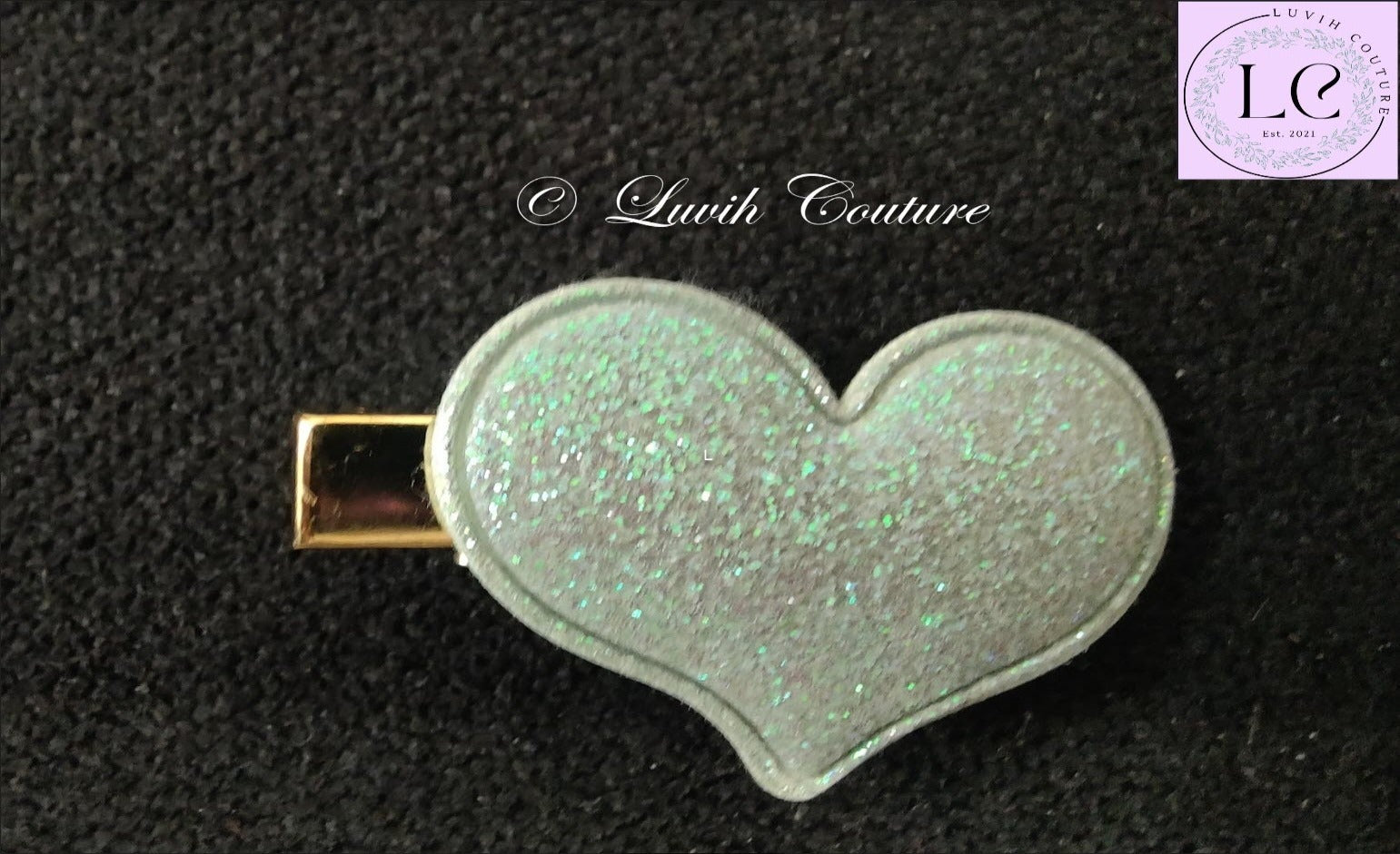 Heart Hair Clips Sea Blue Color, Luvih Couture