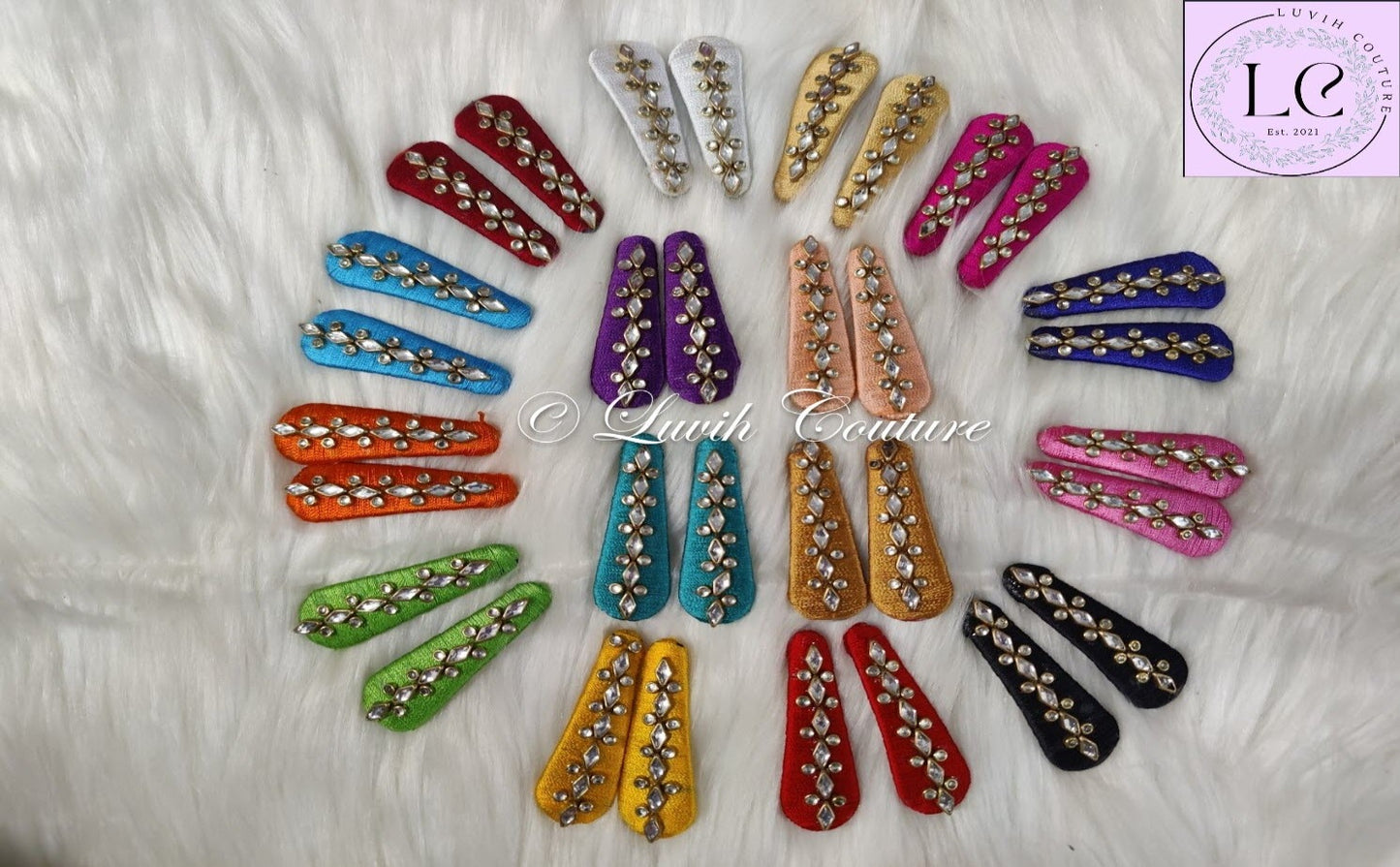 Silk Thread Hair Clips all colors For babies , toddlers, girls , Luvih Couture