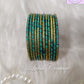 Teal Oval Dot And Criss Cross sparkle Glass Bangles for Girls, Teens, Women