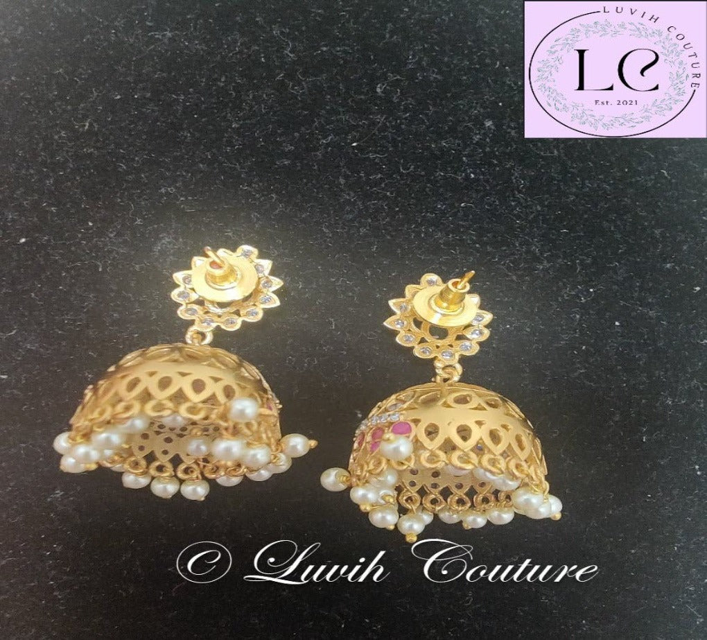 Floral Temple Earrings Back side for girls, teens and women