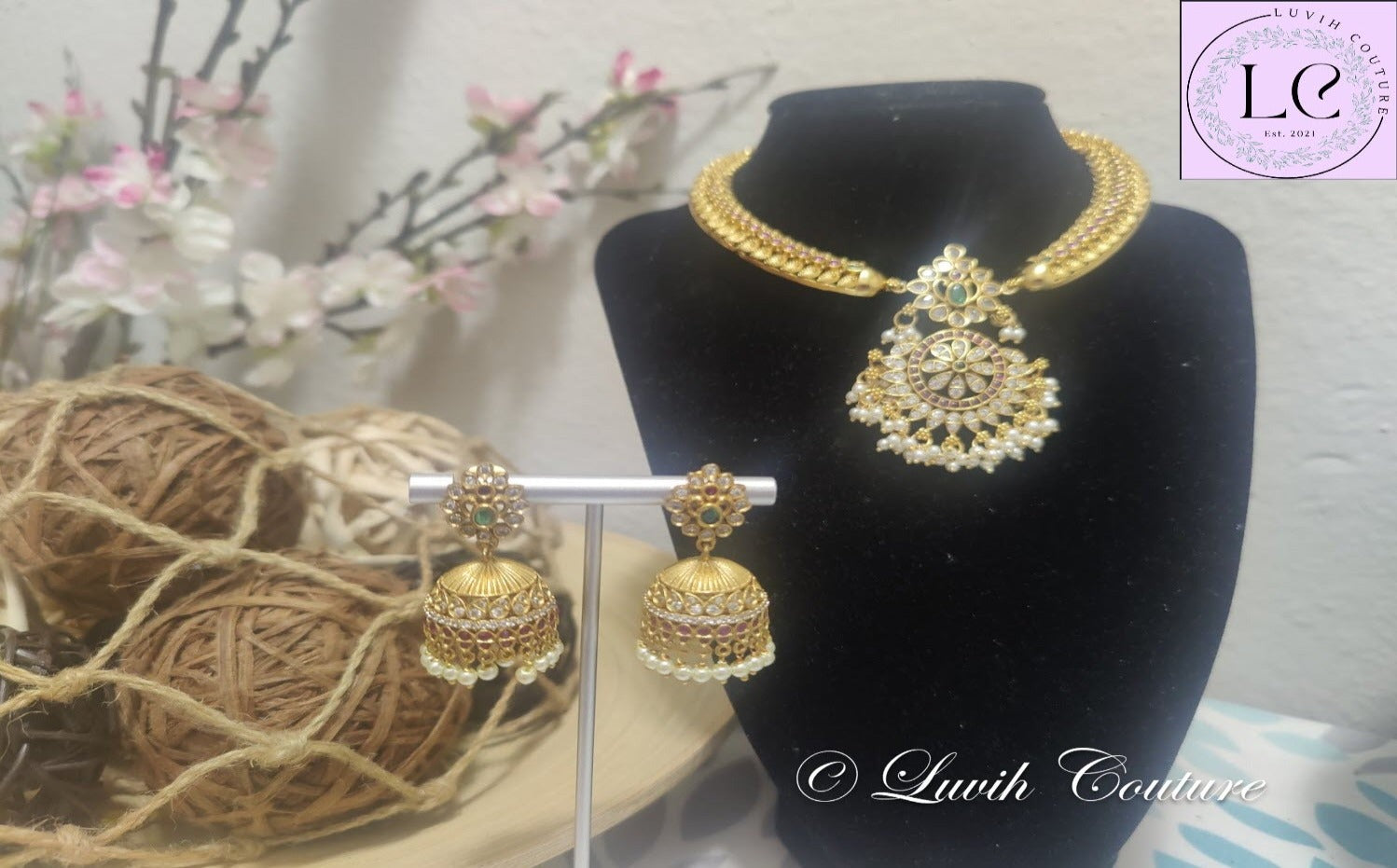 Floral Temple NEcklace set for girls, teens , women