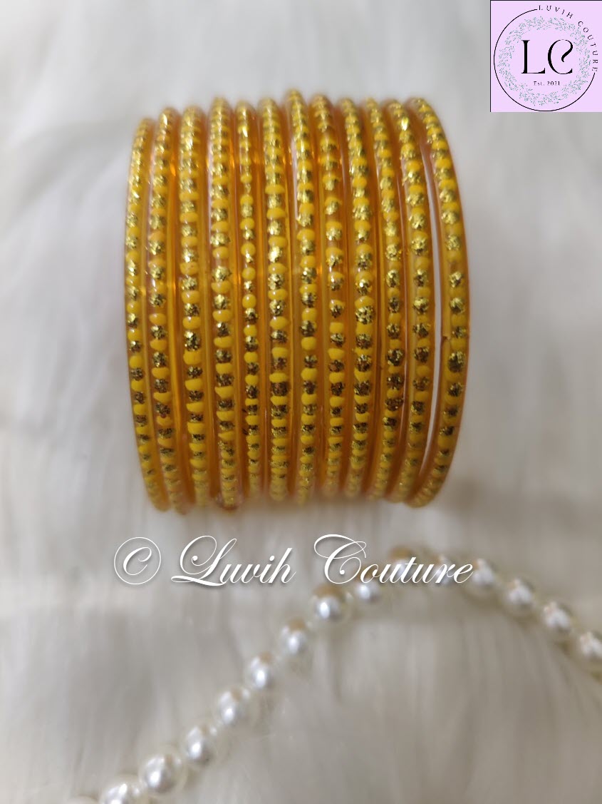 Turmeric Glass Bangles Restocked Rund Dots & Sparkles for girls, Teens and Women