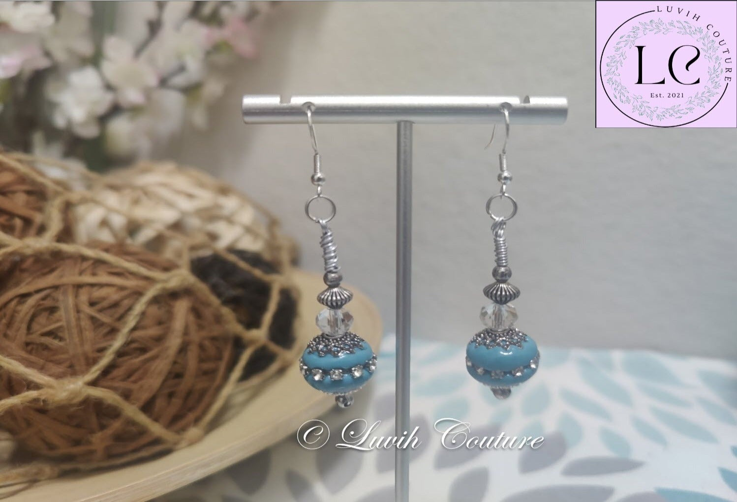 Turquoise Blue Vintage Earrings For Women, Luvih Couture