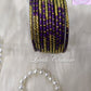 Violet Oval Dot And Criss Cross sparkle Glass Bangles for Girls, Teens, Women