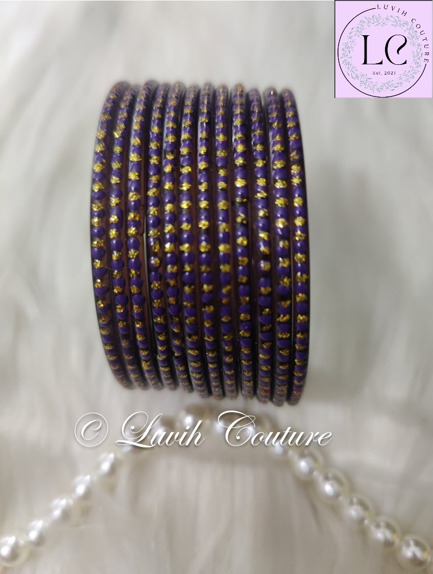 Violet Glass Bangles Restocked Rund Dots & Sparkles for girls, Teens and Women