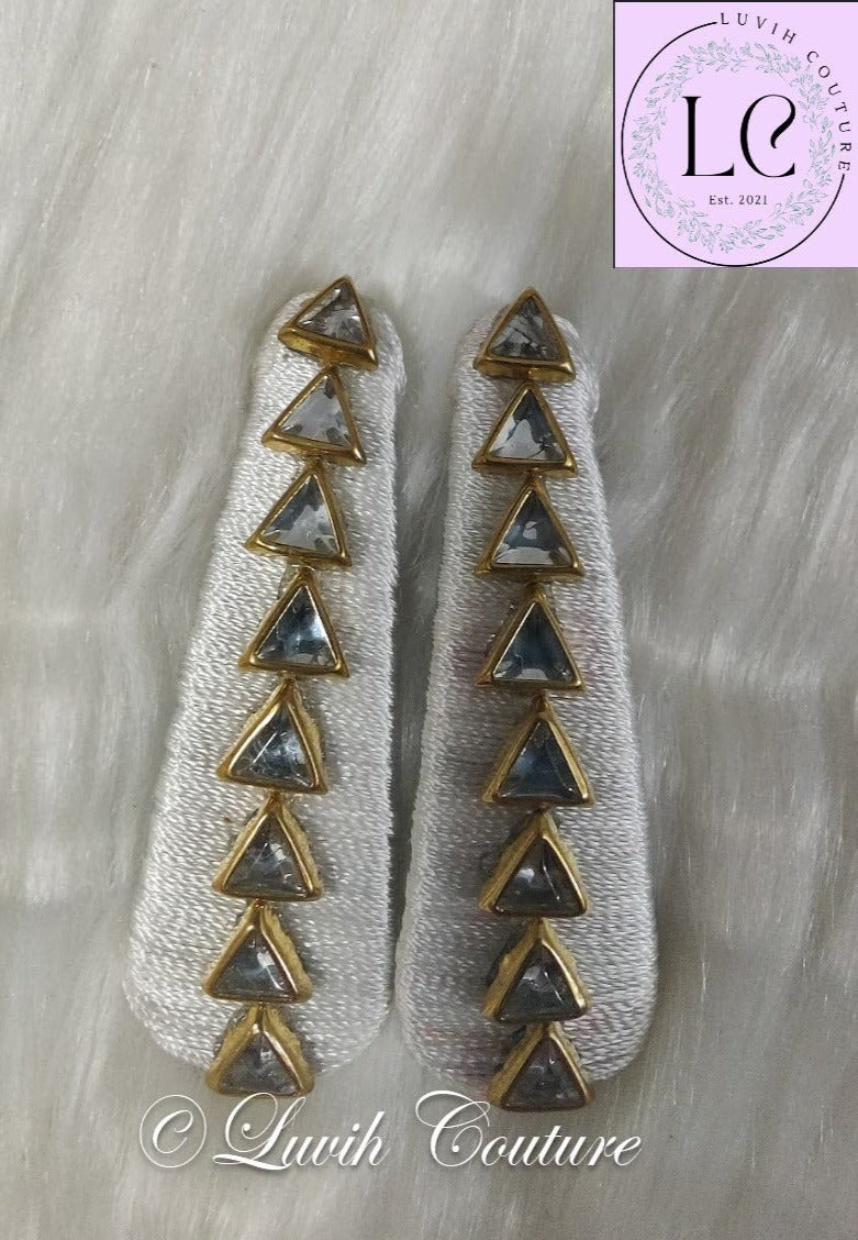 White Silk Thread Hair Clips Triangle Design for  kids, Luvih Couture