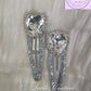 Handmade Sparkle Heart Shape Hair Clips with White Crystals, Luvih Couture