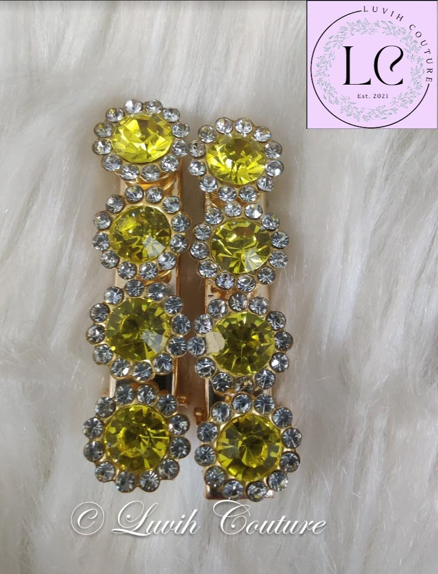 Yellow Flower Hair Clips Luvih Couture