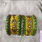 Silk thread bangles Parrot green and yellow combination bangles, Luvih Couture