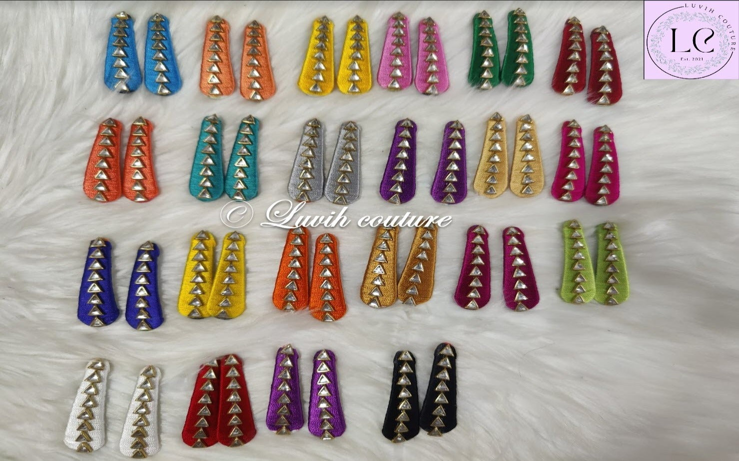 Silk thread hair clips for girls all Color Clips Triangle, Luvih Couture